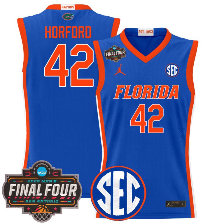 Men Florida Gators #42 Horford blue 2025 Final Four Patch NCAA Jersey style 2
